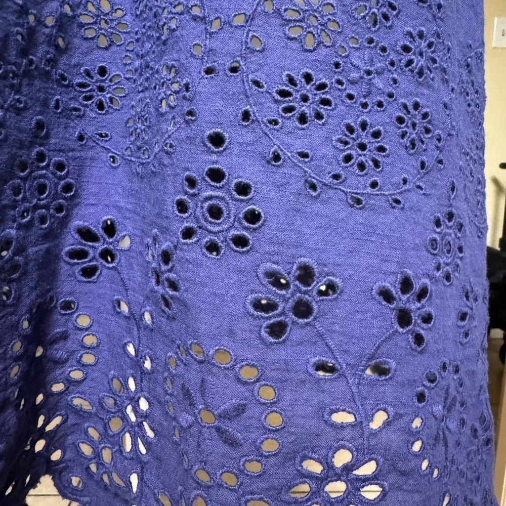 J.Crew Eyelet Embroidered Kimono Cardigan S/M – Indigo Blue Floral Cutwork